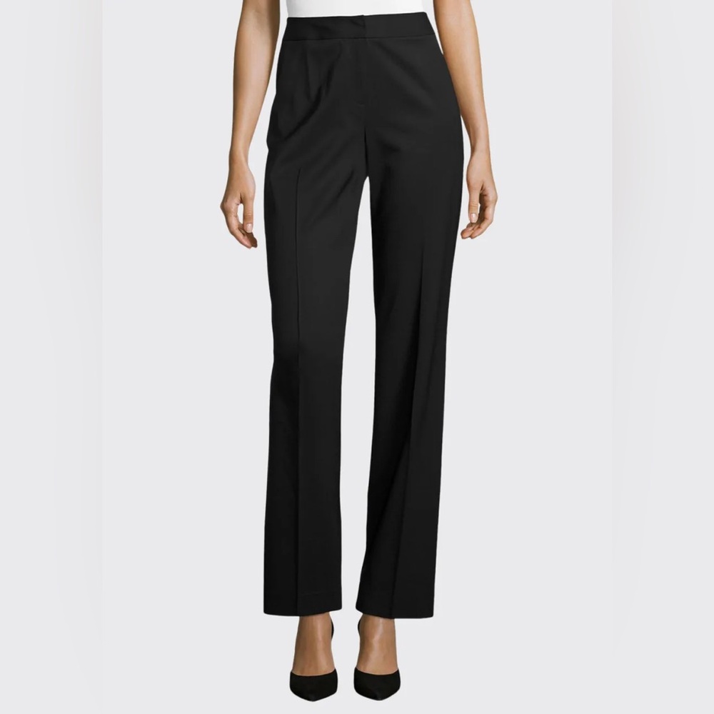 Lafayette 148 Menswear Stretch Wool Pants 6 Black Tailored